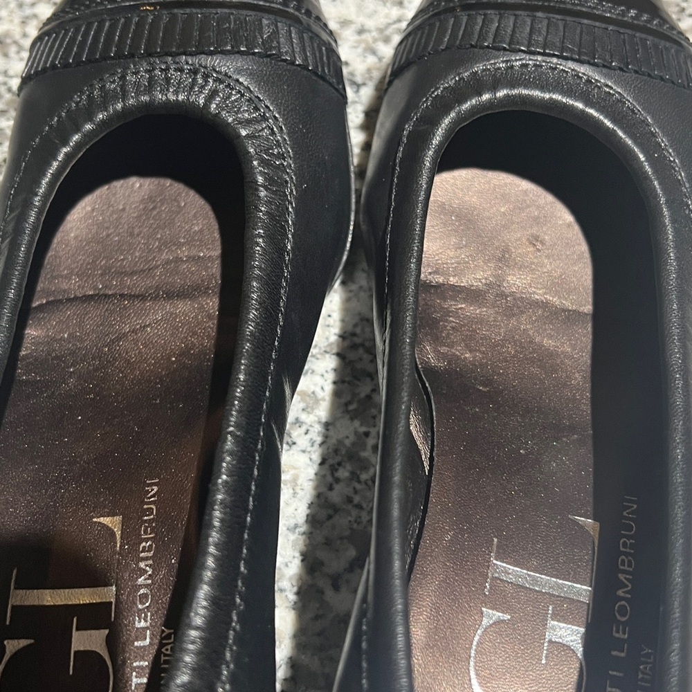 AGL Attilio Giusti Leombruni Black Leather Cap Toe Ballet Kitten Heels size 7.5 - Picture 6 of 11